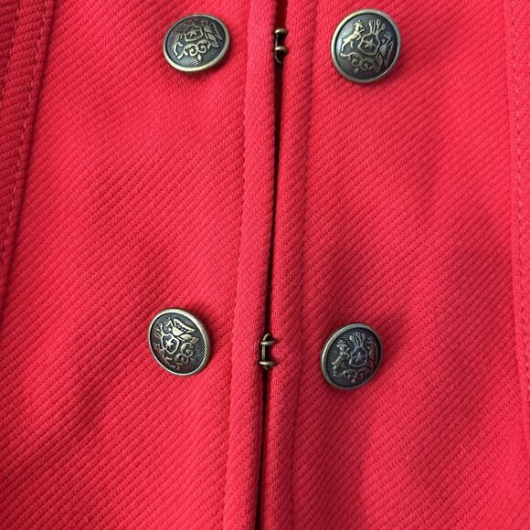 Talbots Womens Size 2 Petite Red Knit Twill Military Band Jacket Blazer Buttons - Picture 4 of 8
